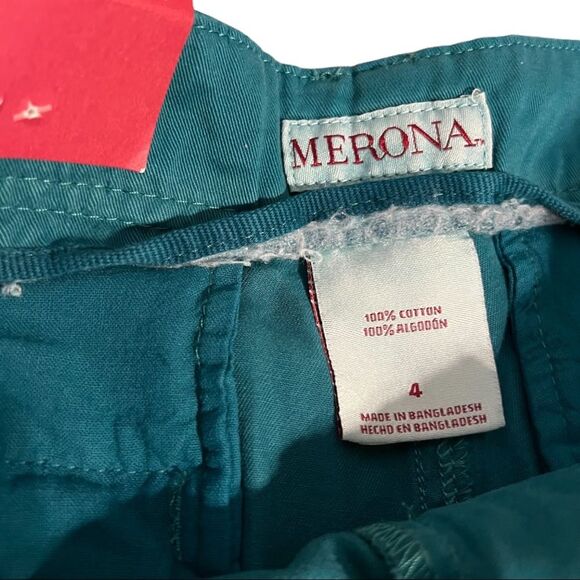 NWT Merona Sz 4 Women's Chino Shorts turquoise color - Picture 8 of 8